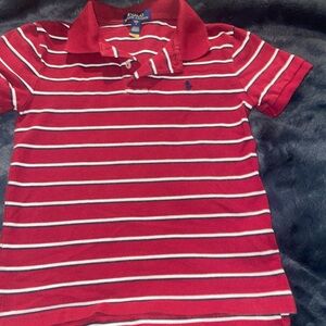 Ralph Lauren Polo Red Stripped Toddler Shirt (Size: S(8)